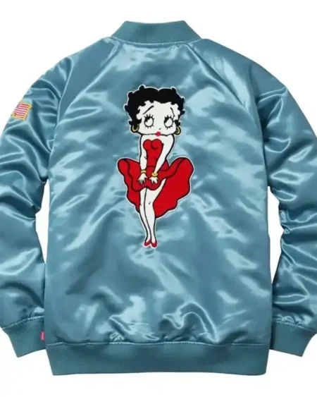 Supreme drops satin varsity jacket with betty boop sale