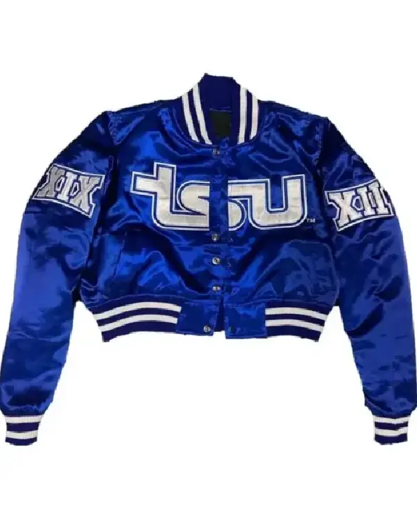 TSU Blue Cropped Varsity Jacket