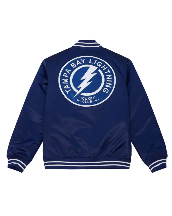Tampa Bay Lightning Heavyweight Blue Satin Jacket For Sale