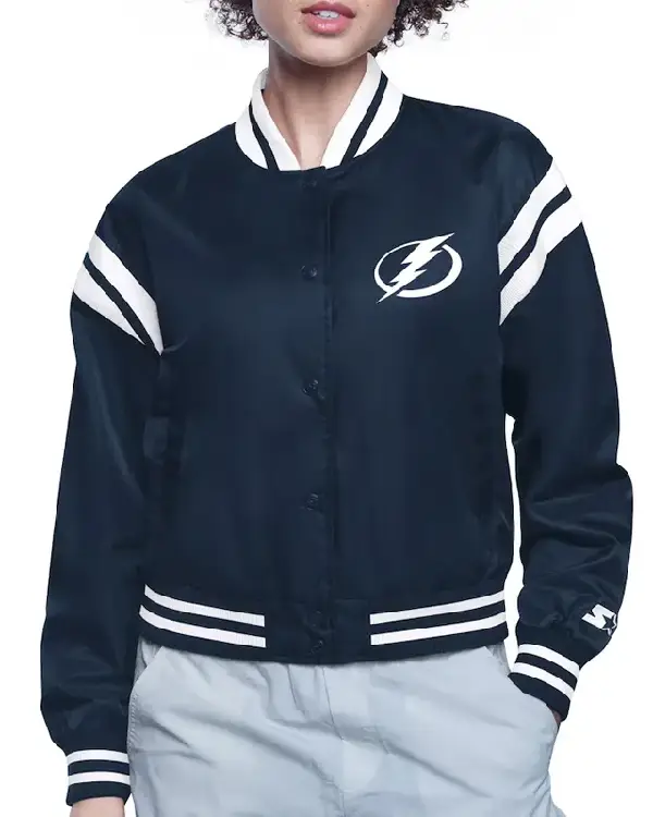 Tampa Bay Lightning Printed Logo Varsity Satin Jacket