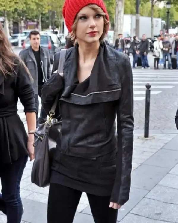 Taylor Swift Owens Anthem Black Leather Biker Jacket