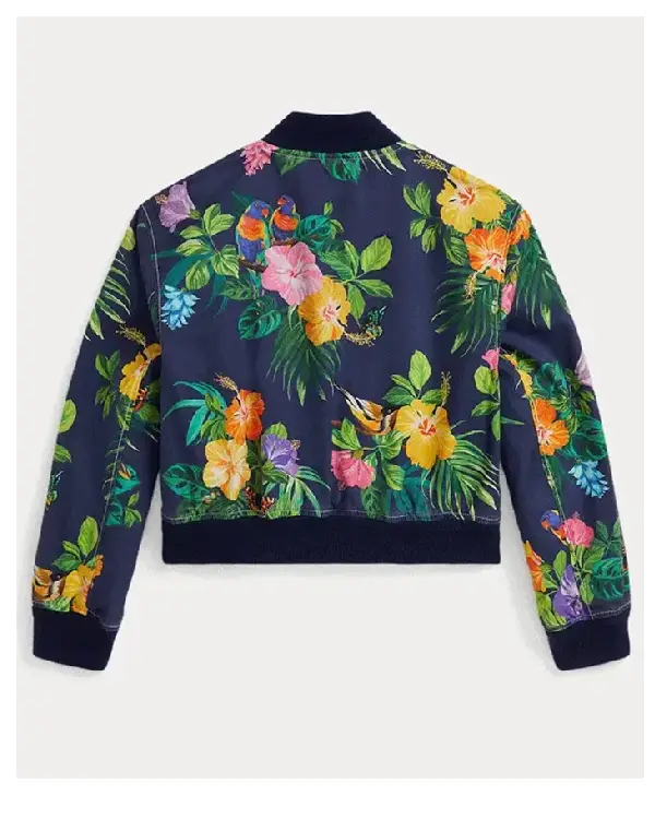 Tennis Tournament Australian Open 2026 Floral Baseball Cropped Cotton Bomber Jacket