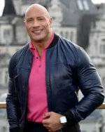 The Rock Dwayne Johnson Black Bomber Leather