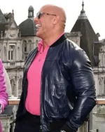 The Rock Dwayne Johnson Black Bomber Leather Jacket