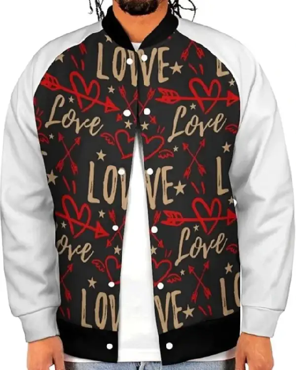Valentine Love Pattern Baseball Jacket
