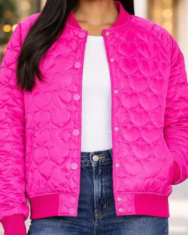 Valentine Pink Heart Quilted Jacket