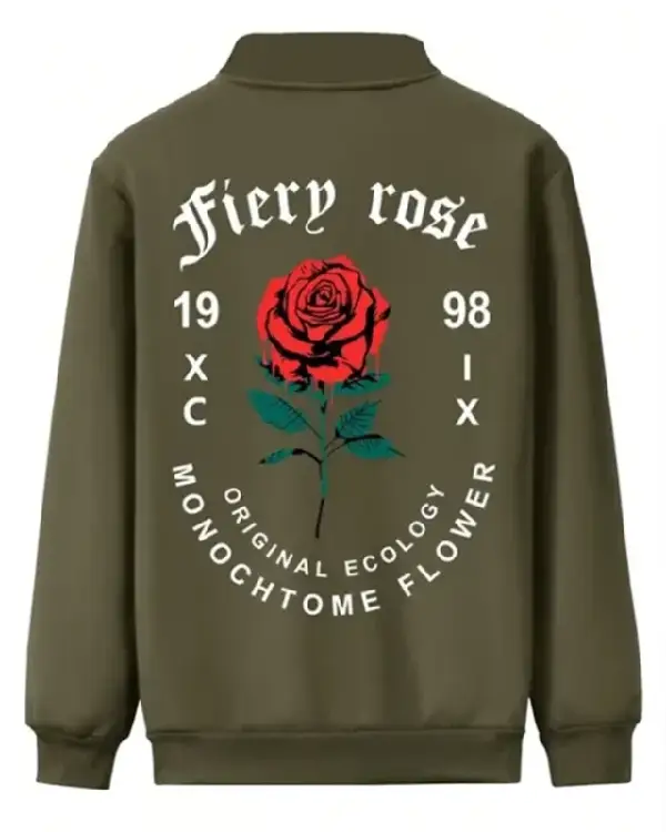 Valentine’s Day Romantic Rose and Slogan Print Jacket back