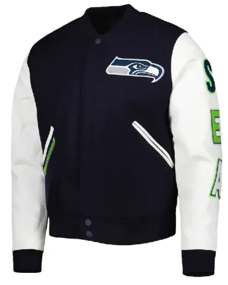 Varsity Navy_White College Seattle Seahawks Jacket