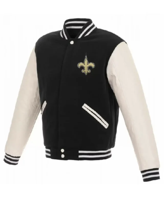 Varsity New Orleans Saints White and Black Jacket