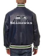 Varsity Seattle Seahawks Navy Blue Leather Jacket sale