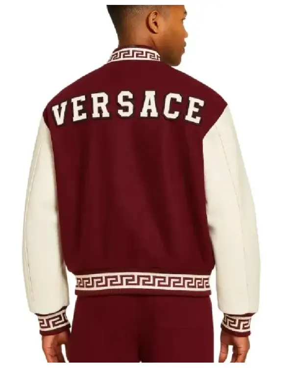 Versace Maroon Varsity Jacket For Sale