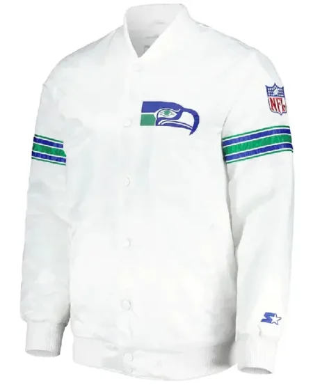 White Seattle Seahawks The Power Forward Satin Jacket