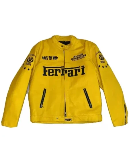 Yellow Leather Ferrari Jacket