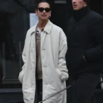 Buy Dua Lipa long off‑white Gucci Matte Nylon Coat