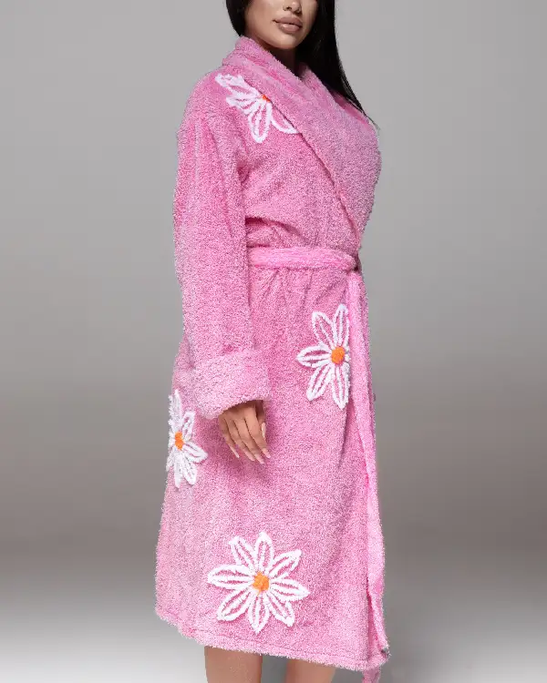 Buy Famous Falling Daisies Chenille bathrobe in Lipstick pink 2025 For Sale
