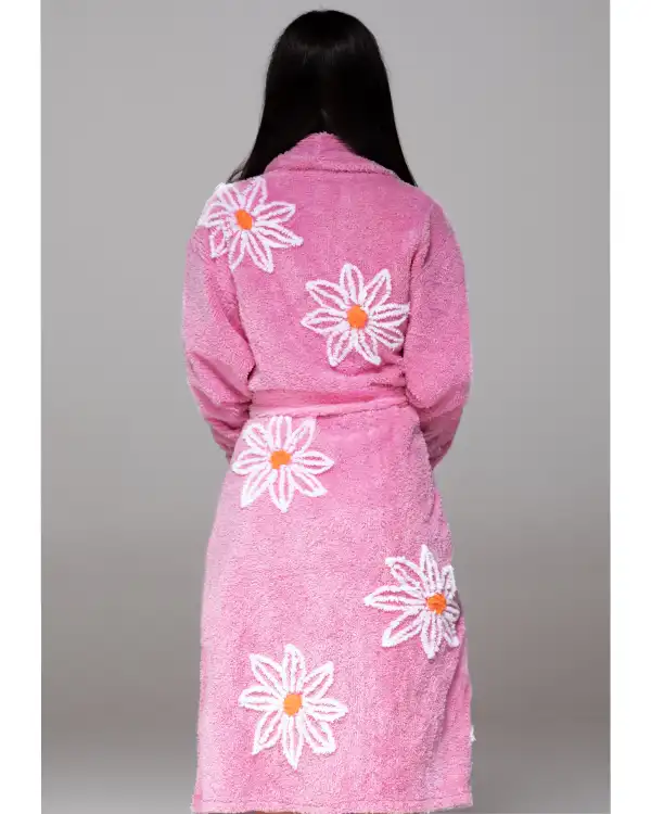Buy Famous Falling Daisies Chenille bathrobe in Lipstick pink