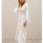 Buy Feather Sleeve Bridal Robe Long For Sale