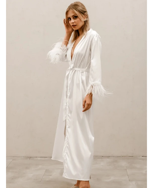 Buy Feather Sleeve Bridal Robe Long For Sale