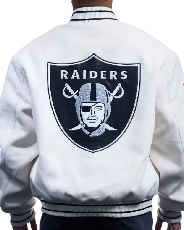 Buy Jeff Hamilton Raiders Wool White Full-Snap Varsity Jacket