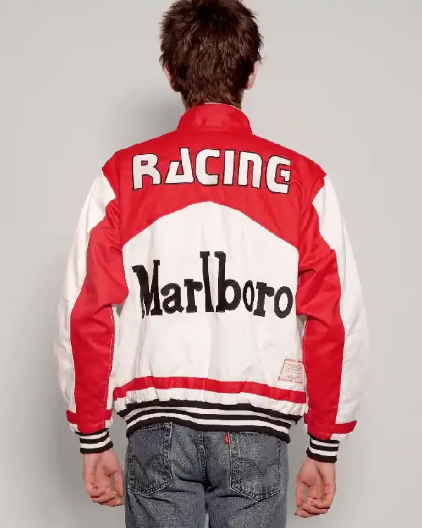 Buy Marlboro Racing Red and White Bomber Jacket For Men