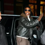 Buy NYC Dont Be Dumb Event AAP Rocky Black Leather Jacket with fur Collar Sale