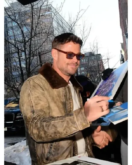 Chris Hemsworth NYC Leather Aviator Jacket For Sale