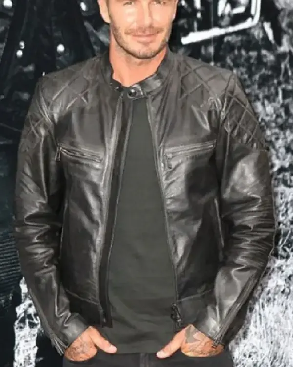 David Beckham’s Black Biker Leather Jacket