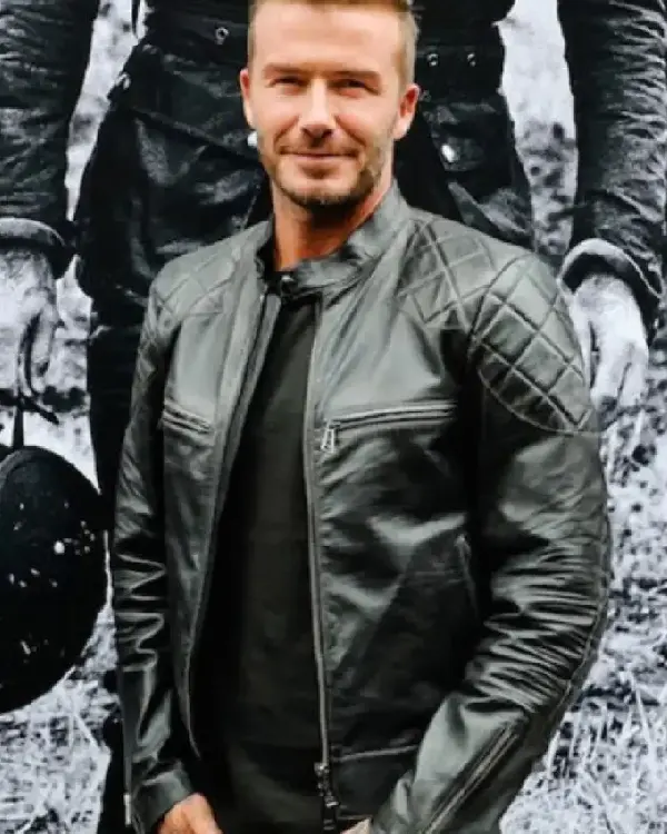 David Beckham’s Black Quilted Biker