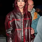 Dua Lipa BRIT Awards 2024 Maroon Leather Jacket