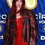Dua Lipa BRIT Awards 2024 Maroon Leather Jacket Sale