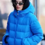 Emily Ratajkowski Blue Puffer Jacket