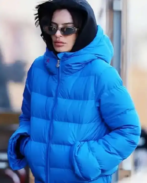 Emily Ratajkowski Blue Puffer Jacket
