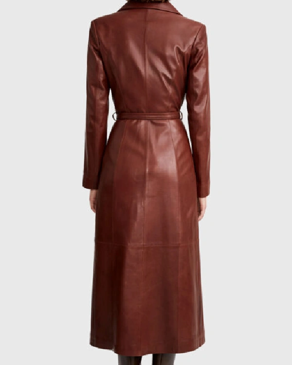 Emily Ratajkowski Brown Leather Trench Coat sale