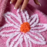 Famous Falling Daisies Chenille bathrobe in Lipstick pink 2025 For Sale