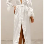 Feather Sleeve Bridal Robe Long