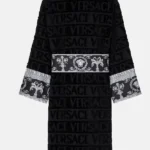 Get Luxury Black White Color block Bathrobe Iconic Versace