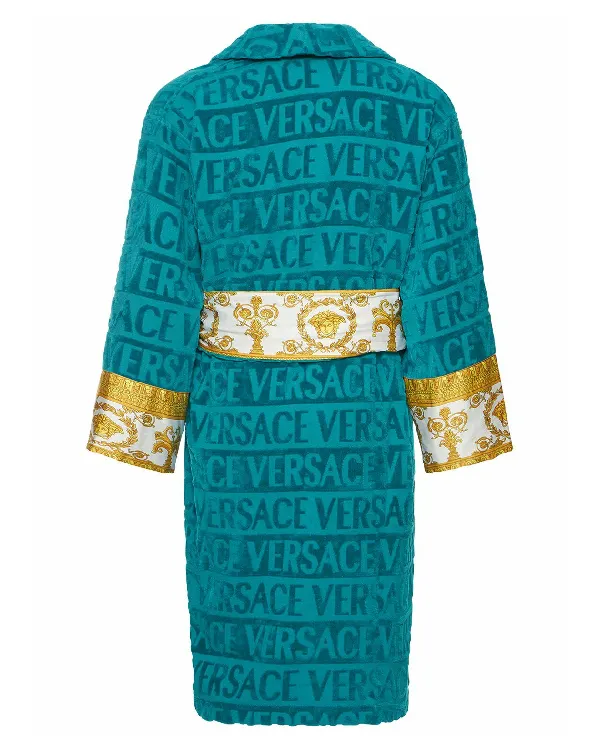 Get Your Luxury Green Versace Robe Iconic Gold Medusa Design