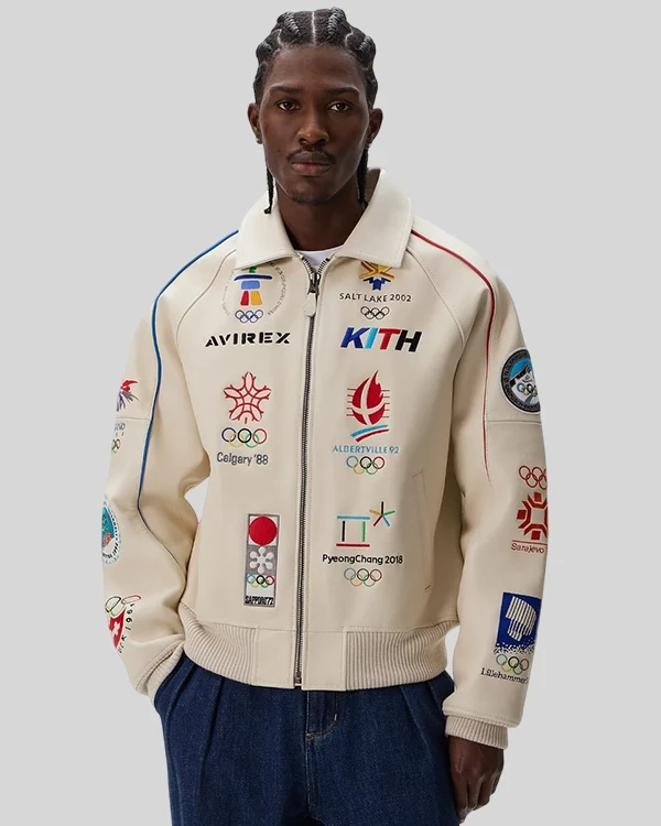 Kith x AVIREX Olympics Heritage Leather Bomber Jacket