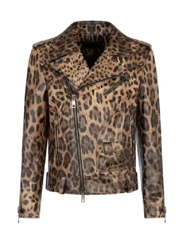 Leopard Print Leather Jacket
