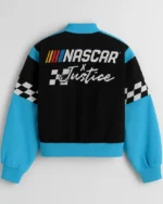 NASCAR X Justice 2026 Racing Black and Blue Cotton Varsity Jacket