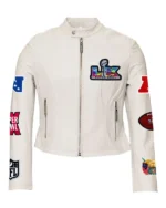 NFL Super Bowl 2026 Motorcycle Leather Jacket White