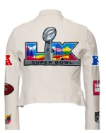 NFL Super Bowl 2026 Motorcycle Leather Jacket White Back