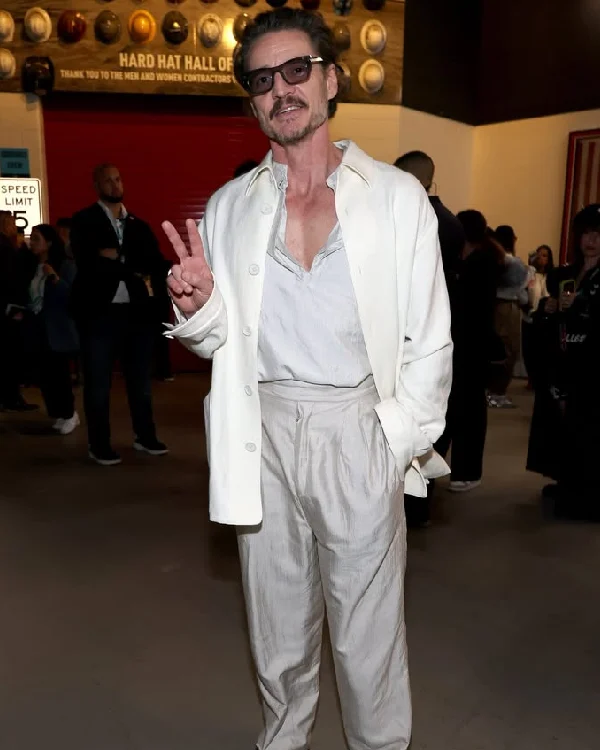 Pedro Pascal Super Bowl LX 2026 White Jacket