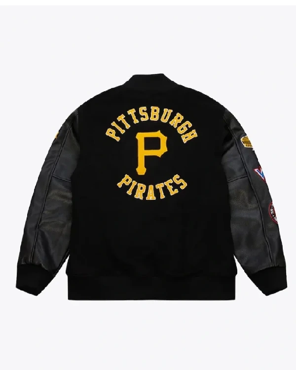 Pittsburgh Pirates Black Out Varsity Wool_Leather Black Jacket
