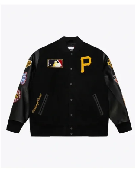 Pittsburgh Pirates Black Out Vintage Logo Varsity Jacket