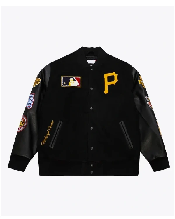 Pittsburgh Pirates Black Out Vintage Logo Varsity Jacket
