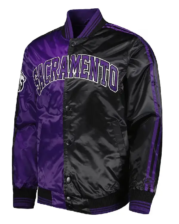 Sacramento Kings Purple-Black Fast Break Satin Jacket