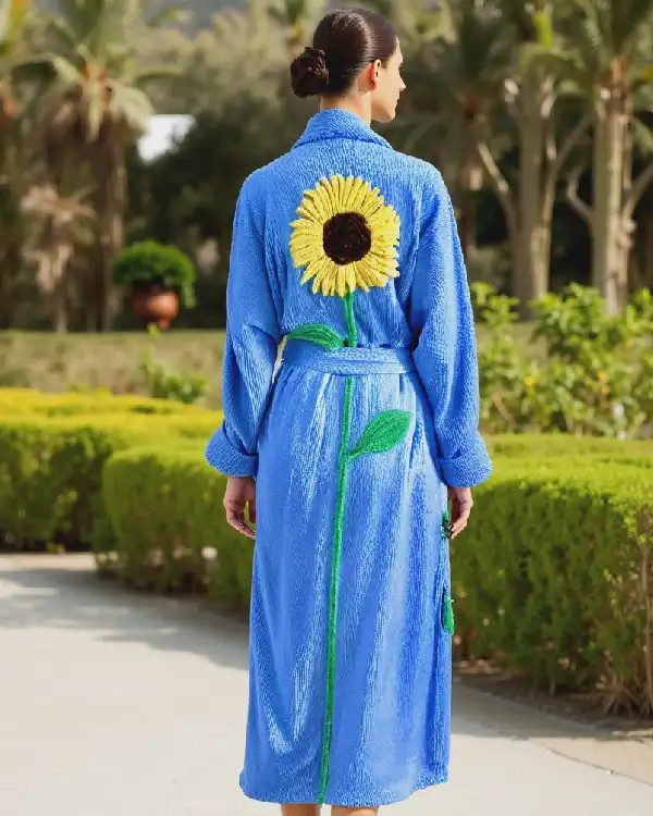 Shop Beauty sunflower Chenille Bathrobe Sale