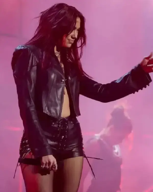 Shop Dua Lipa BRIT Awards 2024 Black Leather Jacket For Women For Sale