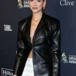 Shop Dua Lipa GRAMMY Awards 2020 Black Leather Blazer For Women